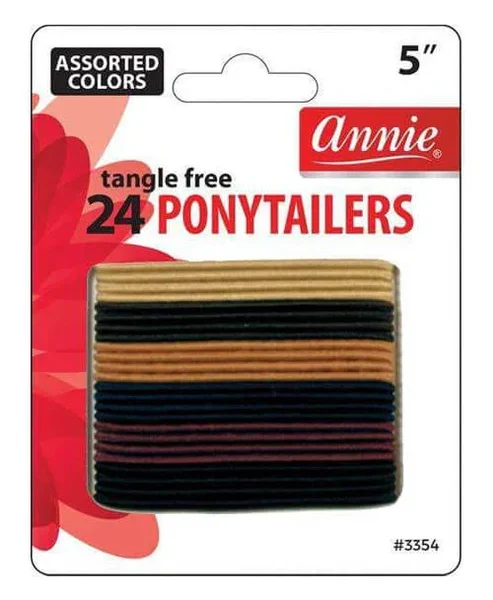 Annie #3354 Tangle Free Ponytailers Assorted Colors 5" 24 ct