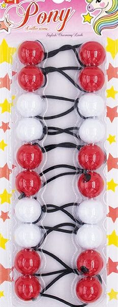 BT PonyTail Holders 20mm Red/White (07021)