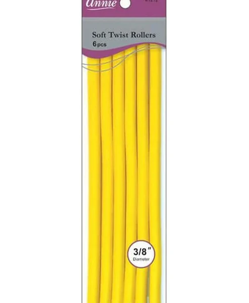 Annie #1212 Soft Twist Rollers 3/8” Yellow 6 pcs