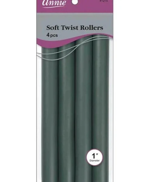 Annie #1215 Soft Twist Rollers 1” Dark Green 4 pcs