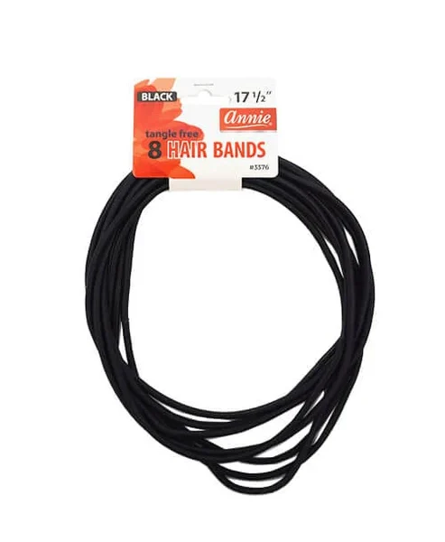 Annie #3376 Tangle Free Black Hair Bands 17 1/2" 8 ct