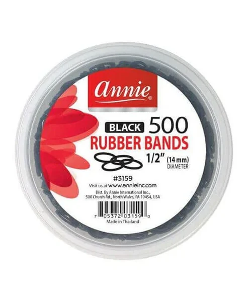 Annie #3159 Black 1/2" Rubber Bands 500 ct