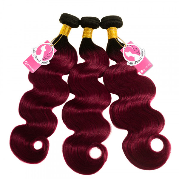 Brazilian Body Wave Hair Ombre Color 1B/Burg Human Hair Bundles